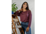 T shirt manches longues en lin bio femme - bordeaux