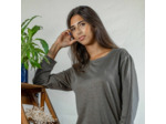T shirt manches longues en lin bio femme - kaki