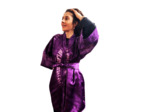 KIMONO EN SOIE VIOLET LONG POUR FEMME