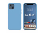 Coque Silicone Moxie BeFluo Fine et Légère pour iPhone 14, Intérieur Microfibre - Bleu acier