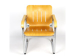 Fauteuil bois courbé et chrome années 80