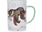 Kiub Grand mug avec des animaux - motif paresseux allongé sur sa branche - matière porcelaine fine - contenance 360ML