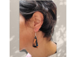 Boucles d'oreilles tissu sur support bois