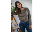 T shirt manches longues en lin bio femme - kaki