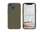 Coque Silicone Moxie BeFluo Fine et Légère pour iPhone 14, Intérieur Microfibre - Gris marron