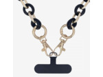 Chaine grosse maille avec pad universel - serie Turino - NOIR&BLEU - 1.2M