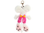 Porte-clés peluche Diddl en salopette Rose 15cm