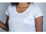 T shirt en lin bio col V femme - blanc