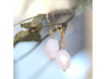 Boucles d'oreilles Hestia - Or 24 carats et Quartz rosé