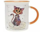 KIUB Mug avec des animaux de la ferme , des bois et des montagnes - motif chat mignon - matière porcelaine fine - contenance 320ML
