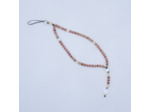 Chapelet de téléphone rhodonite, nacre et perles de verre Miyuki or