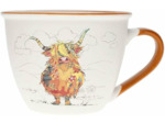 KIUB Bol timbale avec une anse - Motif vache écossaise- matière porcelaine fine - contenance 550ML