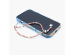 Chapelet de téléphone rhodonite, nacre et perles de verre Miyuki or