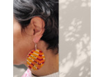 Boucles d'oreilles tissu sur support bois
