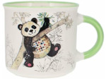 Kiub Mini mug timbale expresso avec des animaux - motif panda dans son bambou - Hauteur 6,5CM - porcelaine fine