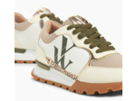 Baskets monogramme beige et kaki à semelle running -  Adèle - Vanessa Wu