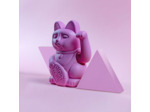 DONKEY Chat porte-bonheur rose vif Maneki Neko - Symbole de rébellion et d'autodétermination - Décoration moderne et cadeau