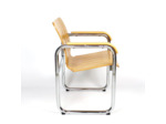 Fauteuil bois courbé et chrome années 80