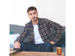 La Chemise en Flanelle Elégante - Navy/Or