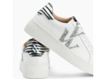 Baskets monogramme blanc et argent à lacets - Lou - Vanessa Wu