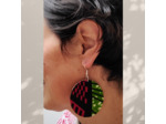 Boucles d'oreilles tissu sur support bois