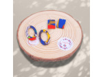 Boucles d'oreilles tissu sur support bois