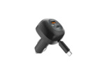 FORCELLE F-Energy Adaptateur allume cigare USB-C + USB-A + Câble rétractable USB-C 75W