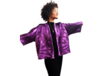 KIMONO COURT EN SOIE VIOLET