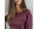 T shirt manches longues en lin bio femme - bordeaux