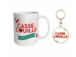 STC coffret mug et porte clés pailettes "Casse-couille"