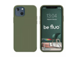 Coque Silicone Moxie BeFluo Fine et Légère pour iPhone 14, Intérieur Microfibre - Kaki