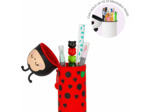 Legami - Kawaii Étui École 2 en 1 en Silicone Souple, Porte-stylos de Table, Fermeture à Glissière, Stylos Crayons Feutres LADYBUG