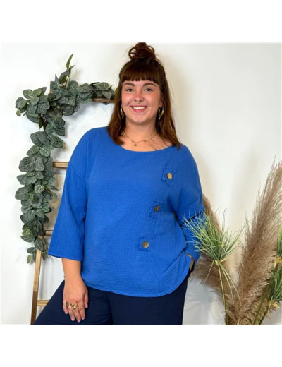 L059- Tunique en coton (Gt) (bleu royal)