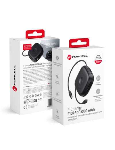FORCELL F-ENERGY F10K5 batterie externe compatible MagSafe 22,5W 10000 mAh noire