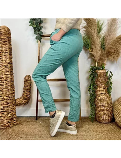 L797- Pantalon stretch (tu) 🇮🇹 (vert céladon)