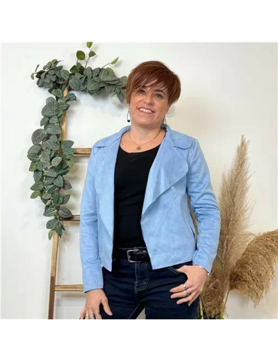 L549- Veste suédine à poches (Tu) 🇮🇹 (bleu ciel)