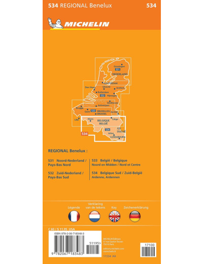 CARTE REGIONALE BELGIQUE SUD/ZUID-BELGIE - ARDENNE/ARDENNEN