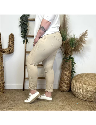 O252- Jean 7/8ème Voggo (T42-T50) (beige)