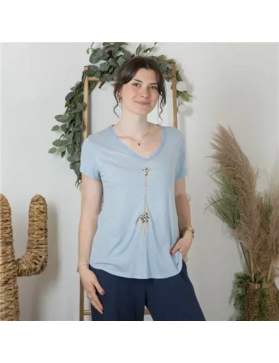 K177- T-Shirt « Girafe» (Tu) 🇮🇹 (bleu ciel)