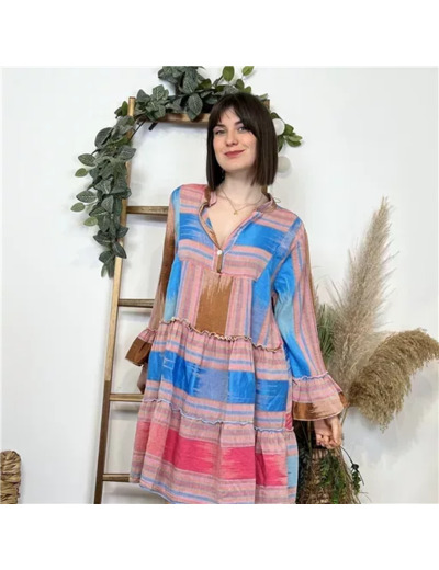 K483- Robe Imprimée (Gt) 🇮🇹 (bleu turquoise)
