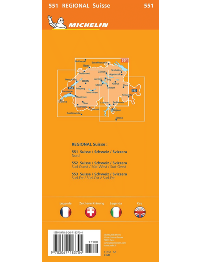 CARTE REGIONALE SUISSE / SCHWEIZ / SVIZZERA - NORD