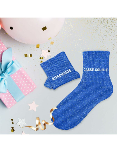 Chaussettes duo bleues paillettes Attachante-Casse couille