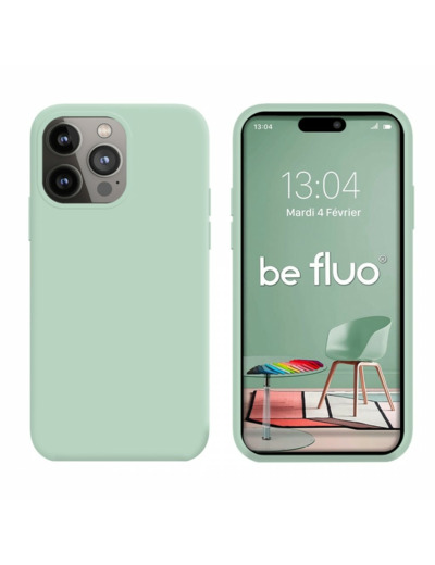 Coque Silicone Moxie BeFluo Fine et Légère pour iPhone 14 Pro, Intérieur Microfibre - Menthe