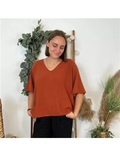 K545- Pull loose Crop-Top (Tu) (rouille)