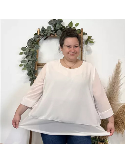 k791- Tunique grande taille dos bijou (Gt) (blanc)
