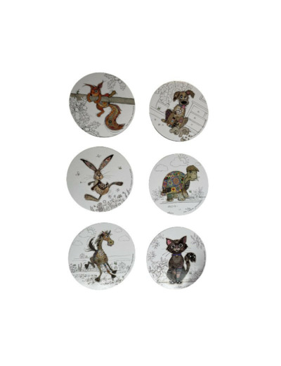 Sous verre avec plusieurs motifs d'animaux vendus par 6