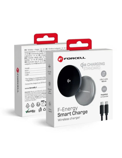 FORCELL F-ENERGY Chargeur sans fil 15W compatible MagSafe argent