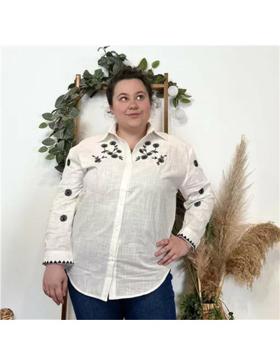 K790- Blouse brodée Christy (T44-T52) (blanc)