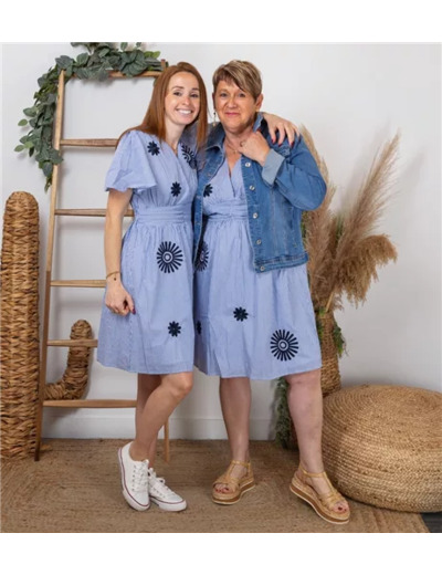 K304- Robe « Maëlle » 🌼 (T36-T40) (bleu indigo)