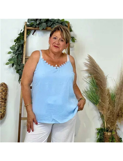 Z160- Débardeur Christy (T44-T52) (bleu clair)